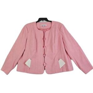 G by GIULIANA RANCIC~Woman Plus Size 3X~ Pink Textured Blazer Jacket Open Frornt